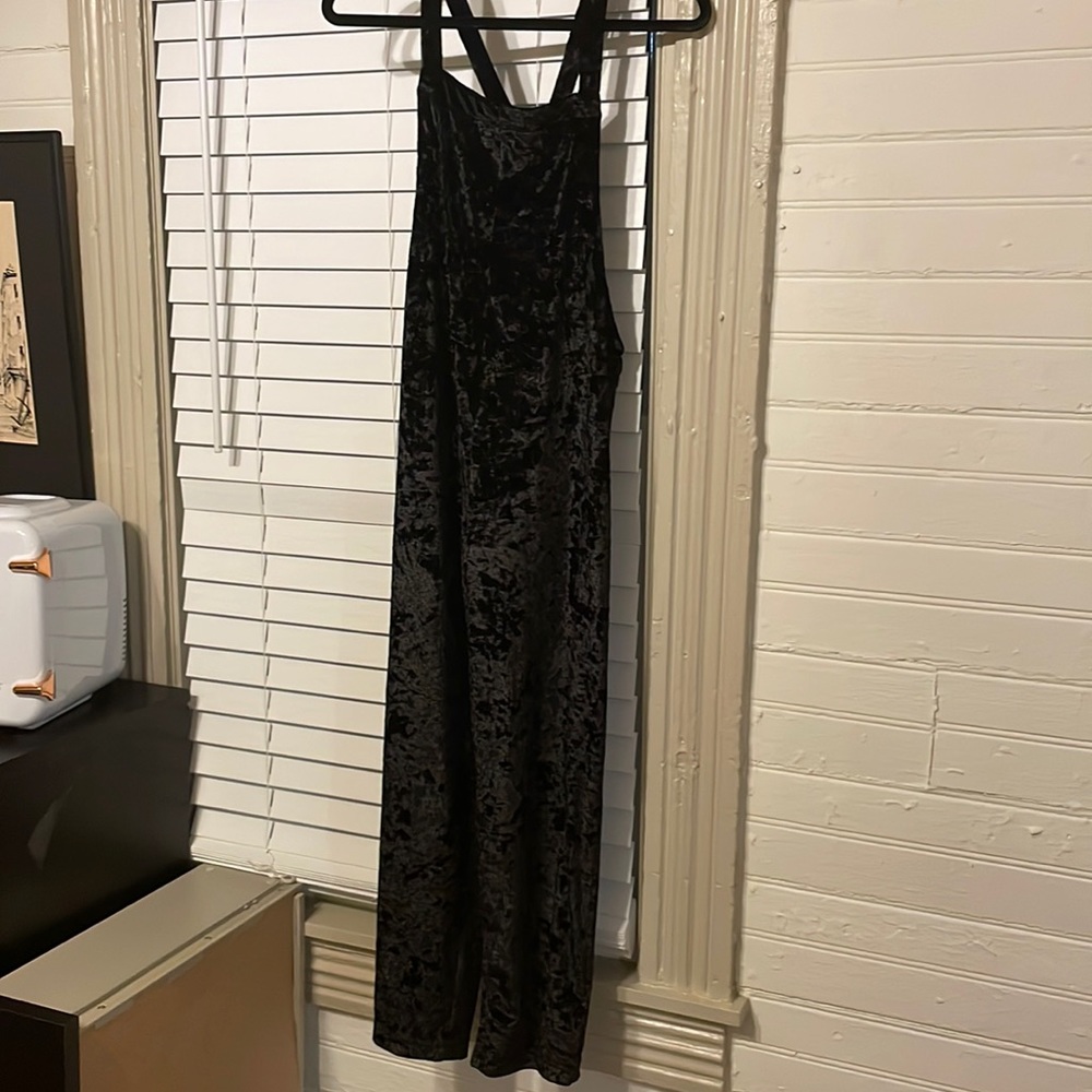 Black velvet jumpsuit